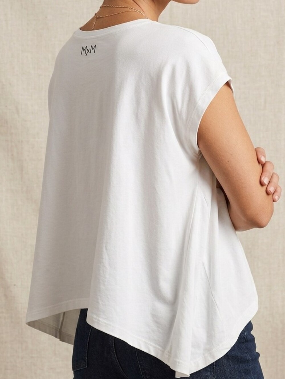 MxM White Oversized Swing Top Boxy Tee Cotton Lycra S/M Icelandic Design